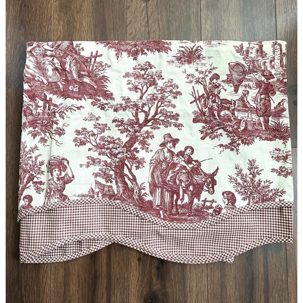 WAVERLY Home Classic Red Toile Scalloped Valance Curtain 17x78 French Provincial - Picture 5 of 7